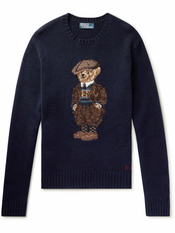 Photo: Polo Ralph Lauren - Logo-Jacquard Wool Sweater - Blue