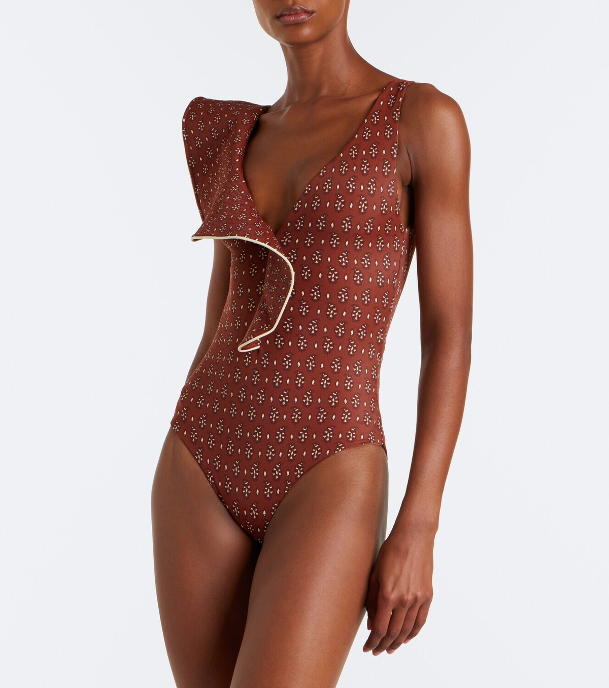 Johanna Ortiz Ruffled printed swimsuit