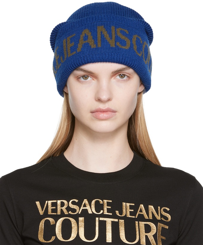 Photo: Versace Jeans Couture Blue Logo Beanie