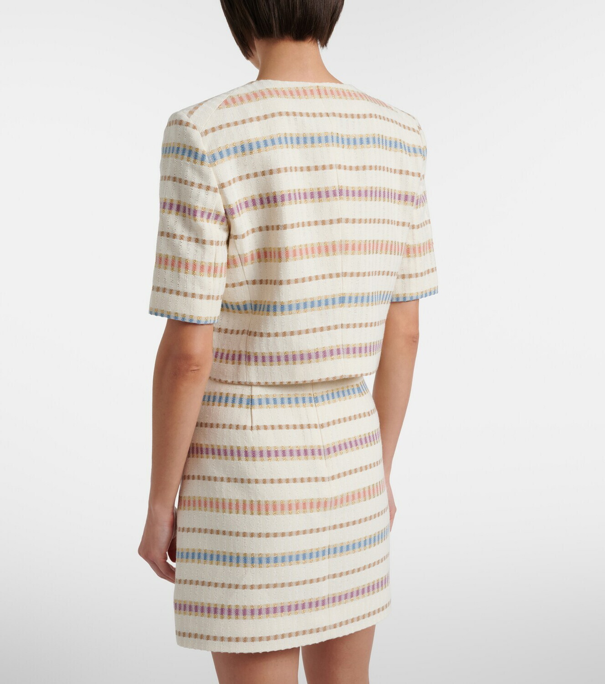 Veronica Beard Orville striped cropped cotton-blend jacket