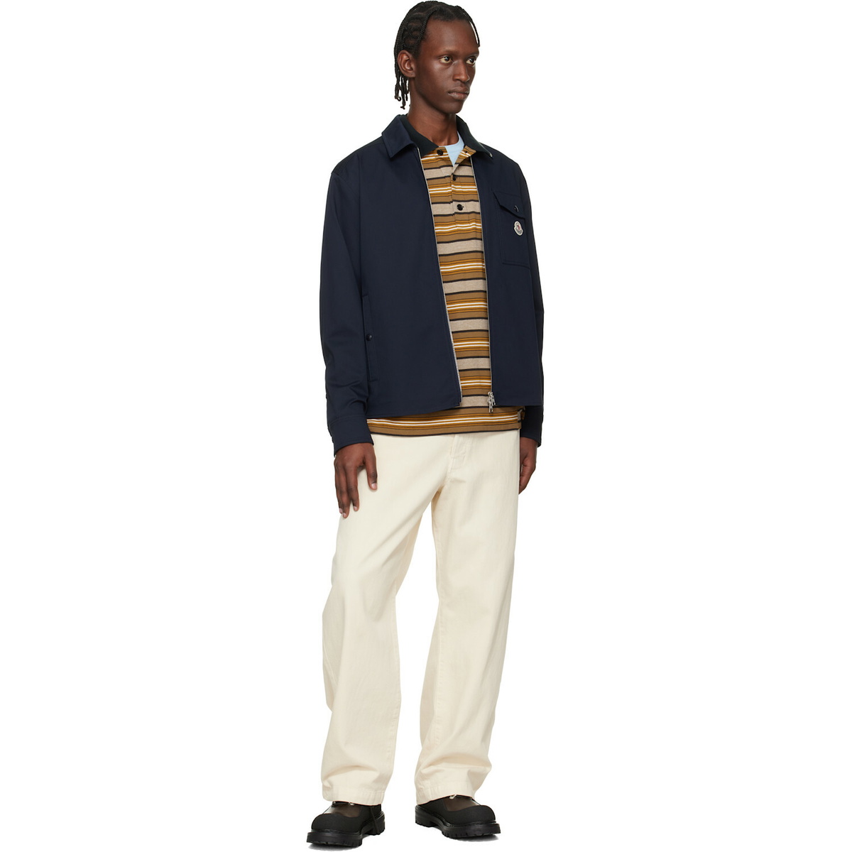 Moncler Navy Cotton Blend Gabardine Shirt Jacket