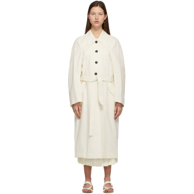 LOW CLASSIC Off-White Curve Sleeve Trench Coat Low Classic