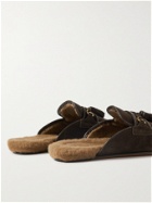 TOM FORD - Stephan Shearling-Lined Suede Tasselled Backless Loafers - Brown