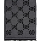 Gucci Black Wool GG Scarf