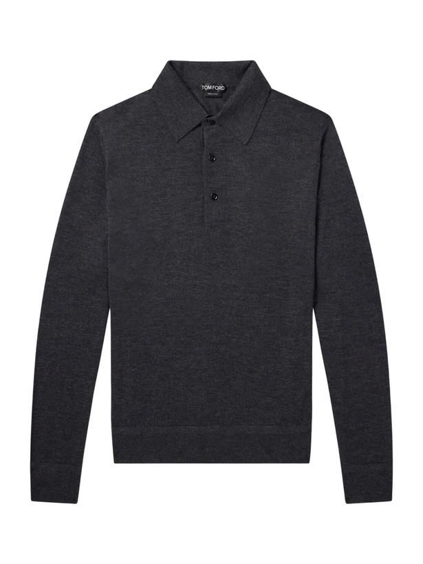 Photo: TOM FORD - Cashmere and Silk-Polo Shirt - Gray