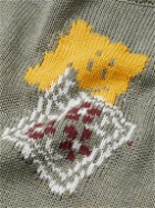 KAPITAL - Peckish Rainbowy Intarsia Cotton-Blend Sweater - Gray