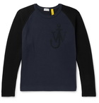 Moncler Genius - 1 Moncler JW Anderson Logo-Embroidered Virgin Wool and Loopback Cotton-Jersey Sweatshirt - Blue