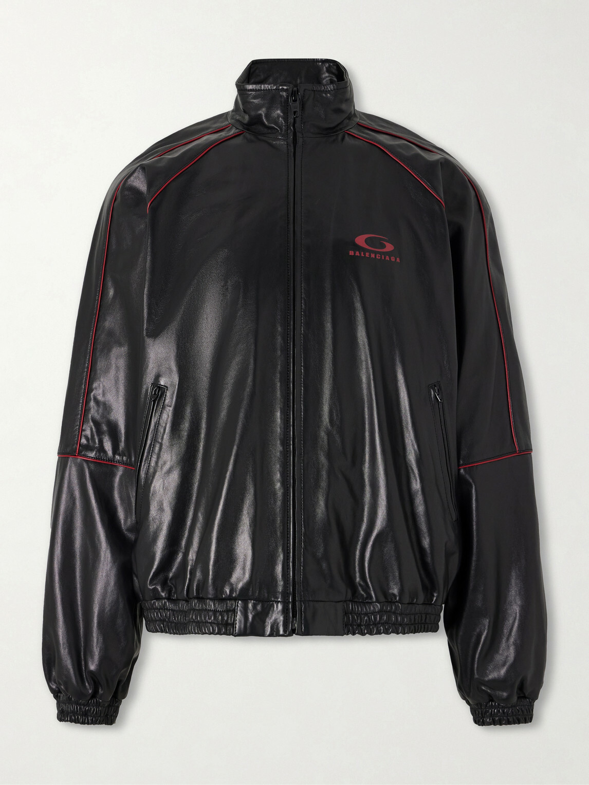 Balenciaga - Logo-Embossed Leather Jacket - Black