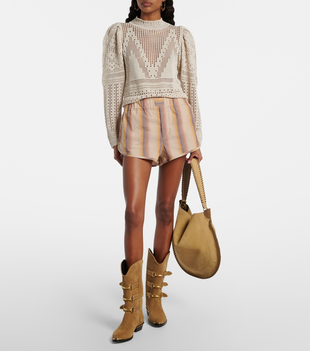 Isabel Marant Melinea striped cotton shorts