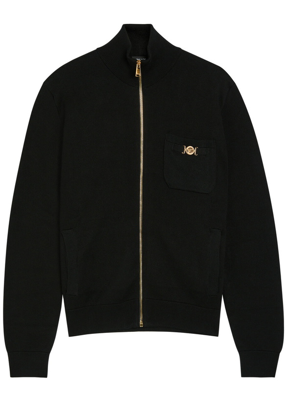 Photo: Versace Zip-through Cotton and Cashmere-blend Jumper Black