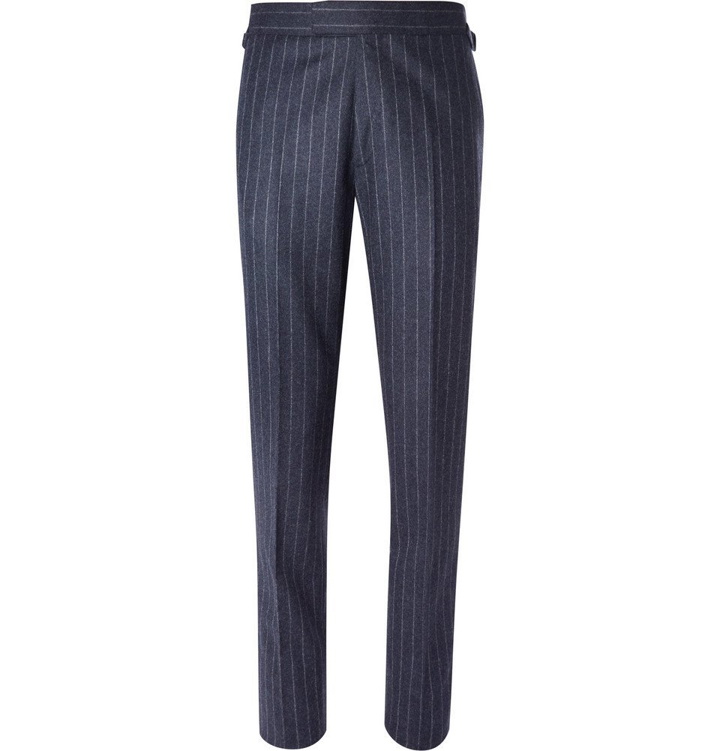 Photo: Kingsman - Blue Slim-Fit Pinstriped Wool Suit Trousers - Blue