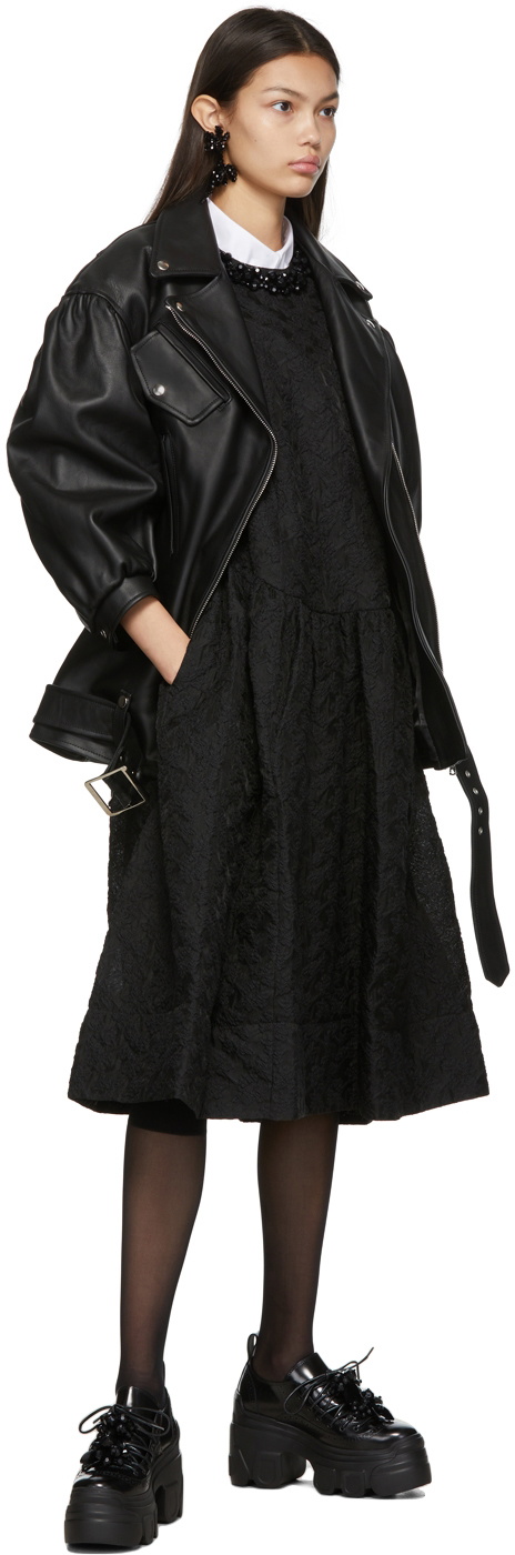 Parka Collection Simone Rocha Simone Rocha Black Longline Biker Jacket Simone Rocha