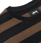 Stüssy - Malcolm Striped Cotton-Jersey T-Shirt - Brown