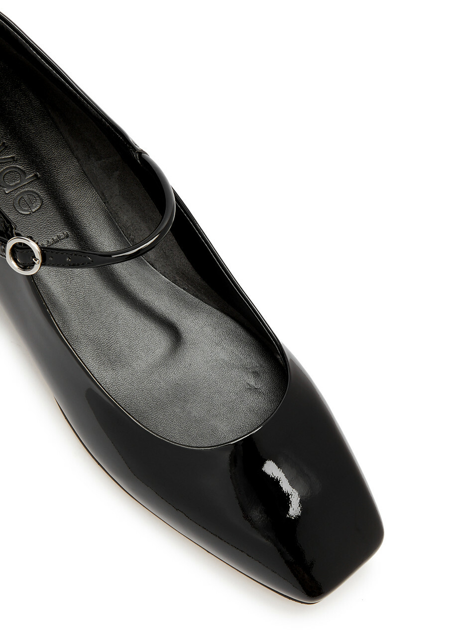 Aeyde Uma Patent Leather Mary Jane Flats Black