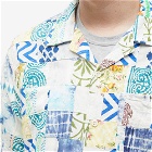 Engineered Garments Men's Camp Shirt in White/Blue Ethno Patchwork