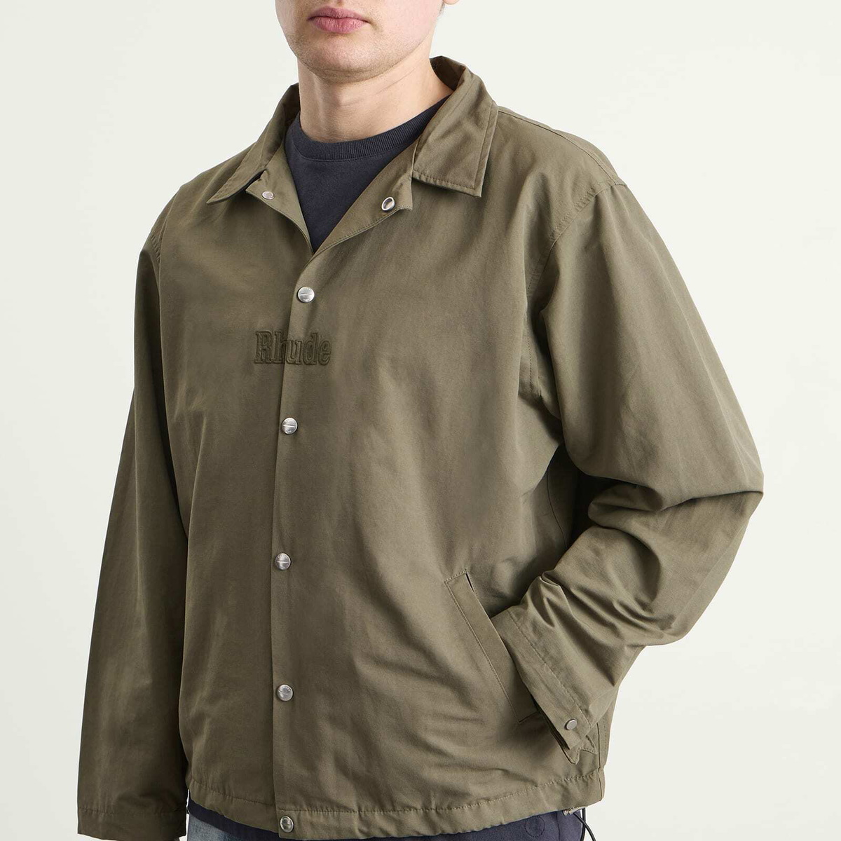 Rhude Men's Logo Coaches Jacket in Taupe/Taupe