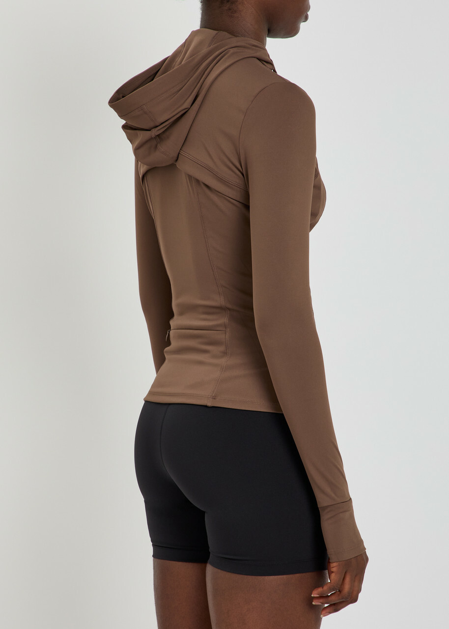 Tala Skinluxe Hooded Stretch-jersey Running Jacket Brown