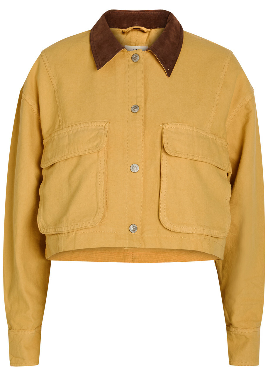 Free People Martha Cropped Cotton-twill Jacket Yellow