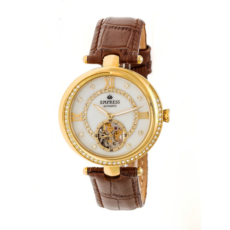 Empress Stella Automatic Crystal White Dial Ladies Watch EM2104