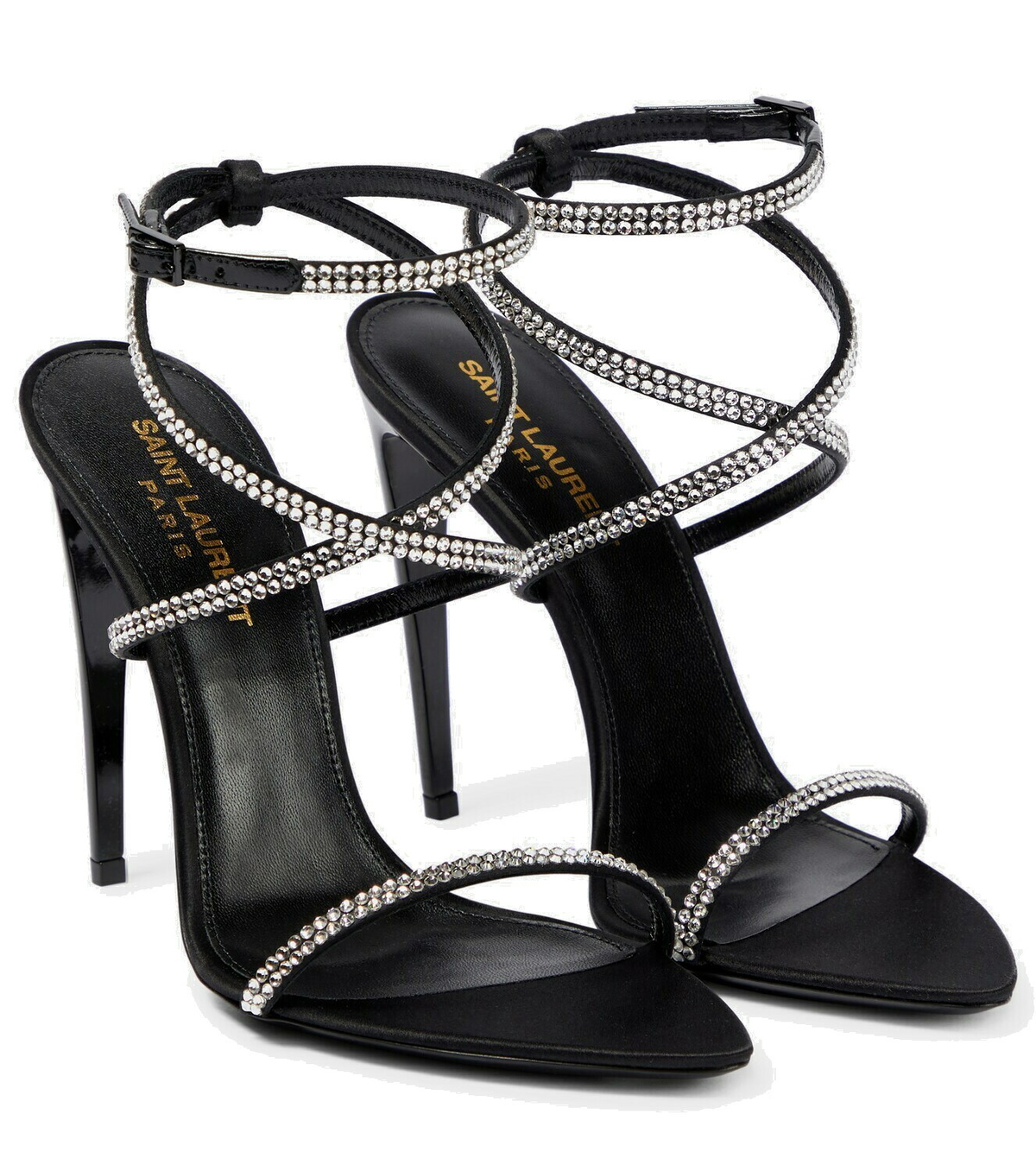 Saint Laurent - Georgia 110 embellished satin sandals Saint