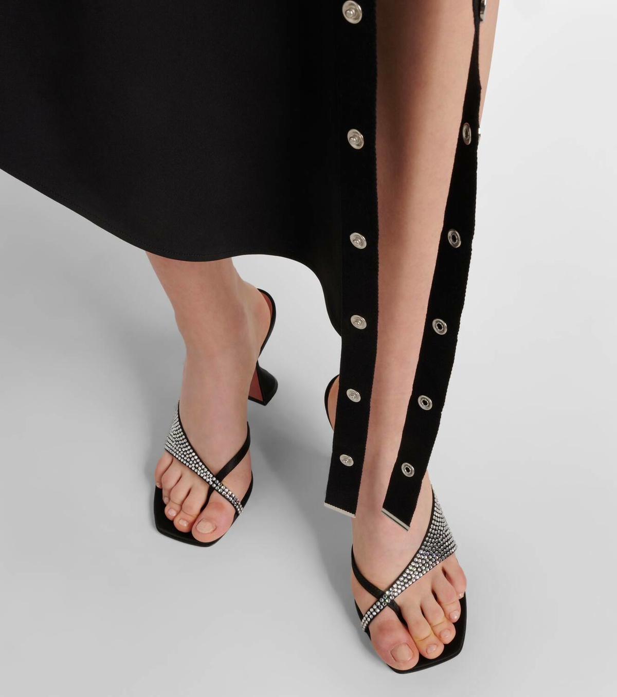 Amina Muaddi Shiona embellished satin mules Amina Muaddi