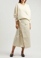 Helmut Lang Belted Cotton-blend Midi Wrap Skirt Cream