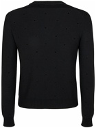 SAINT LAURENT - Wool Knit Crewneck Sweater W/crystals