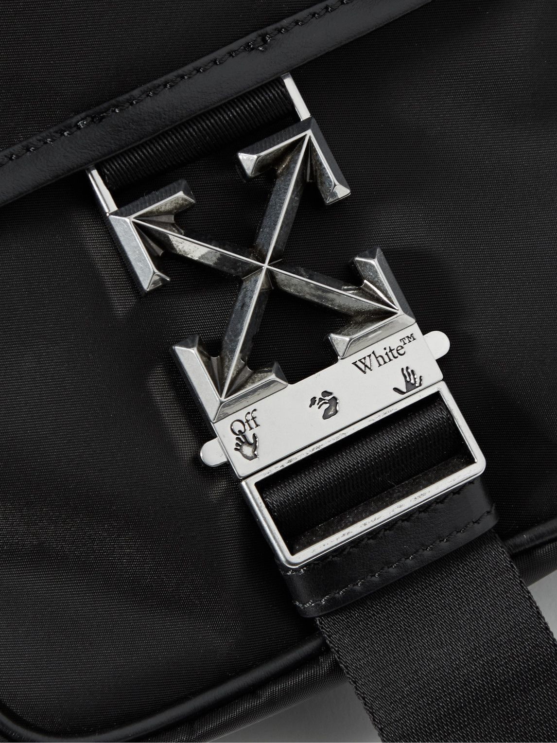 OFF-WHITE Binder Logo-Print Embossed Full-Grain Leather Messenger