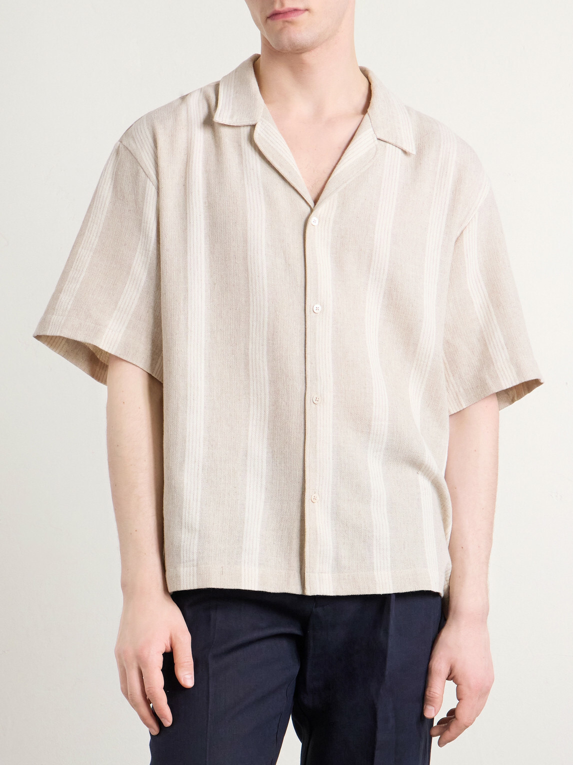 A Kind Of Guise - Samata Striped Cotton and Linen-Blend Shirt - Neutrals