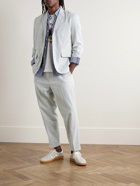 Alex Mill - Standard Straight-Leg Pleated Striped Cotton-Seersucker Trousers - Blue