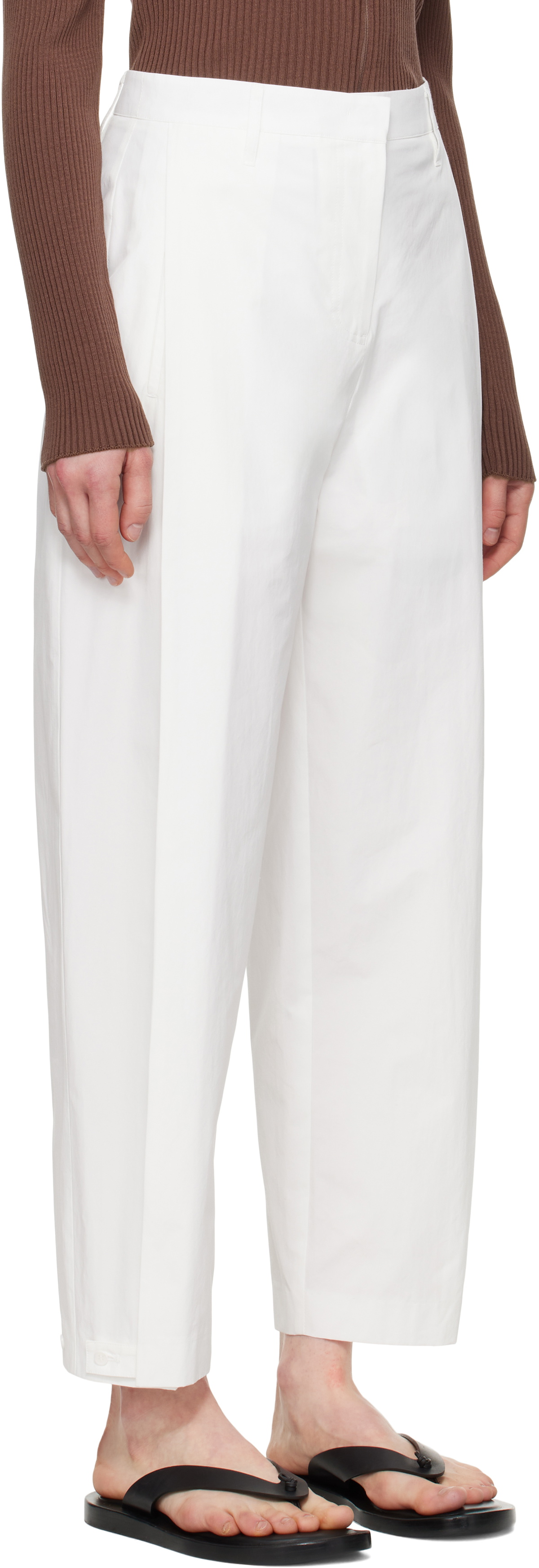 AMOMENTO White Button Garconne Trousers