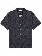 Mr P. - Camp-Collar Printed Linen and Cotton-Blend Shirt - Black