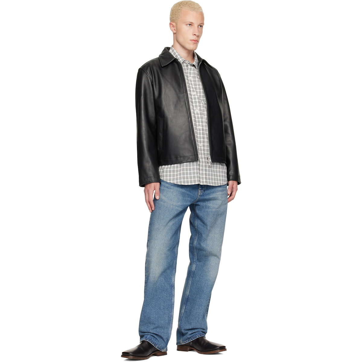 Sunflower Black Short Leather Jacket
