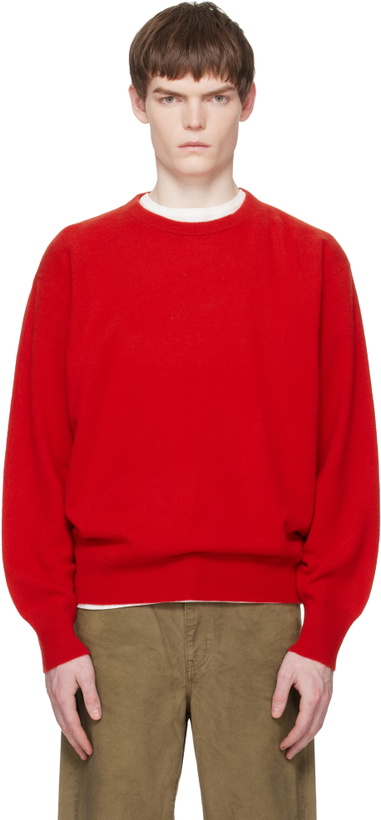 Photo: stein Red Pure Cashmere Knit Crew Neck LS Sweater