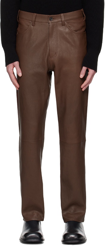 Photo: AURALEE Brown Lamb Leather trousers.