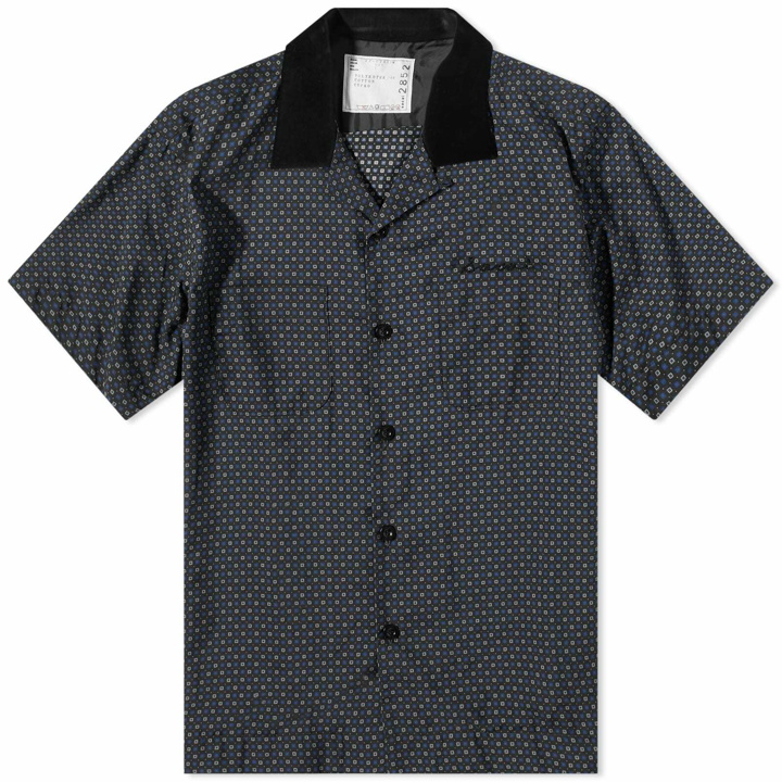 Photo: Sacai Men's Komon Print Short Sleeve Shirt in Black
