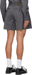 We11done Gray Wool Tucked Shorts