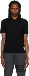 Thom Browne Black Short Sleeve Rib Cuff Polo