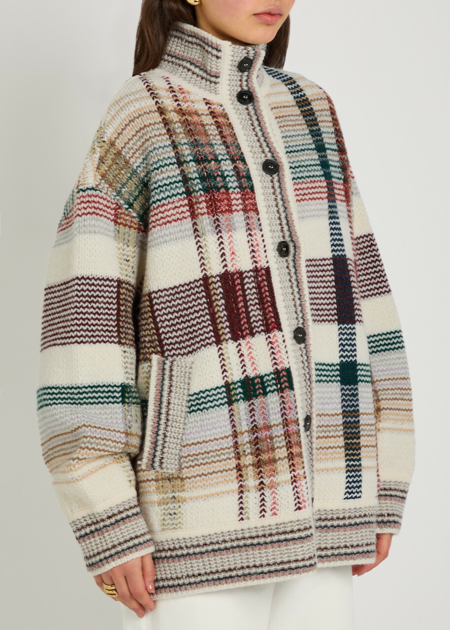 Missoni Checked Wool-blend Cardigan White And Red