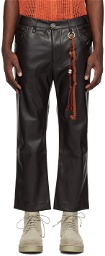 Song for the Mute Brown Slim Faux-Leather Pants