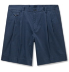 DOLCE & GABBANA - Pleated Stretch-Cotton Gabardine Bermuda Shorts - Blue