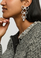 Self-portrait Bow Faux-pearl and Crystal-embellished Drop Earrings - Silver - One Size