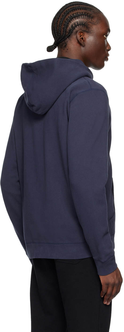 Sunspel Navy Loopback Zip Hoodie