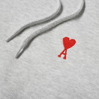 AMI Men's Small Heart Pullover Hoody in Heather Grey