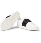 Valentino - Valentino Garavani Open Striped Leather and Calf Hair Sneakers - Men - White