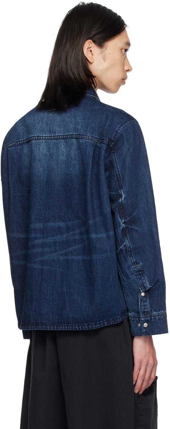 lesugiatelier Navy Pin-Tuck Denim Shirt
