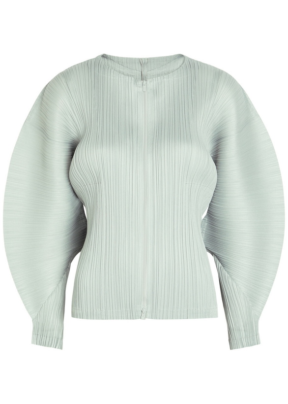 Photo: Pleats Please Issey Miyake Pleated Zip-through Woven top Light Grey