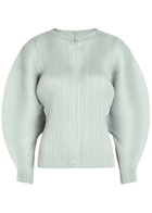 Pleats Please Issey Miyake Pleated Zip-through Woven top Light Grey
