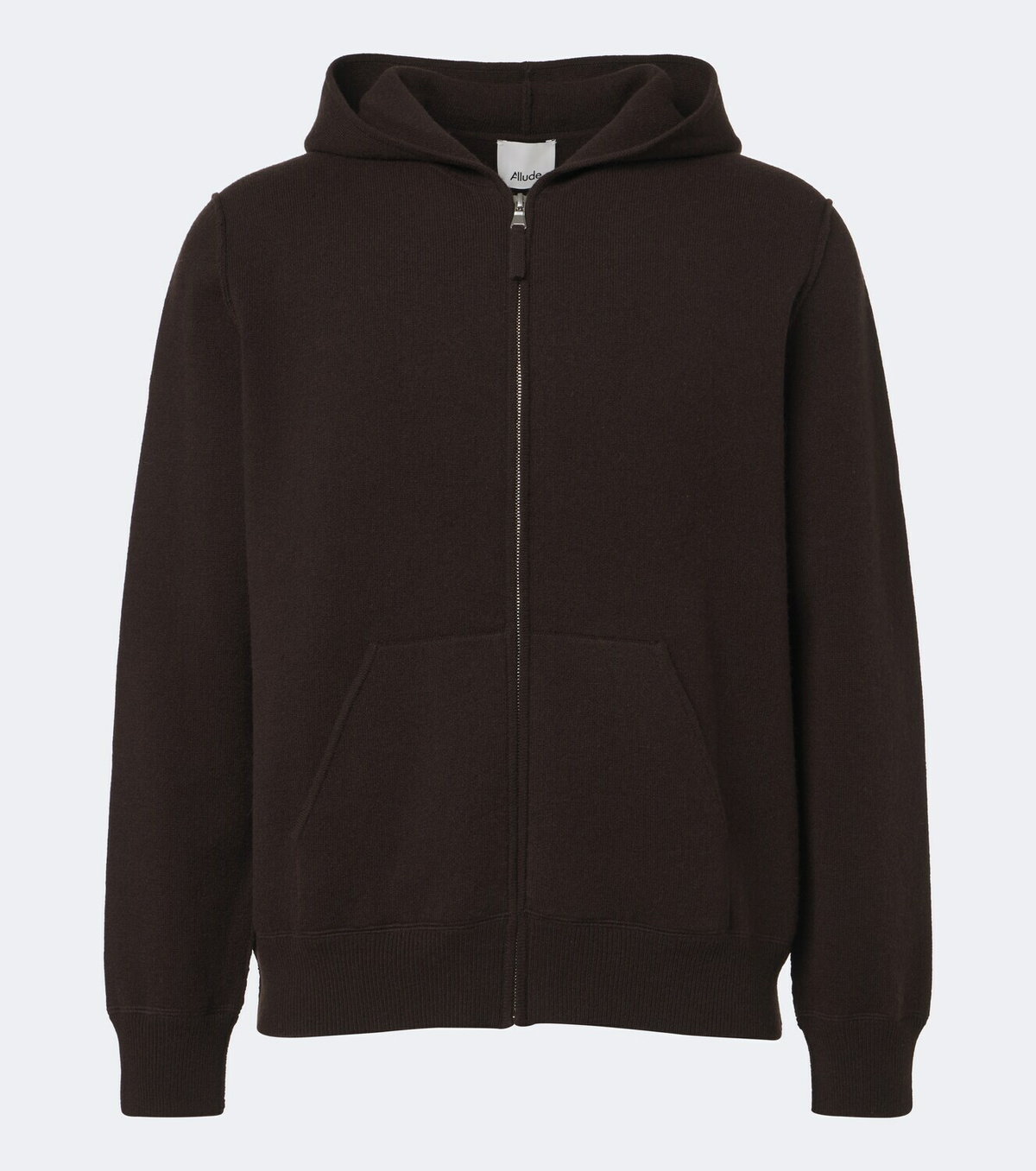 Allude Knitted wool and cashmere zip-up hoodie