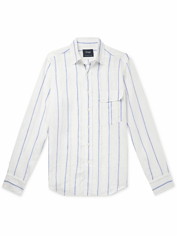 Photo: Drake's - Striped Linen Shirt - White